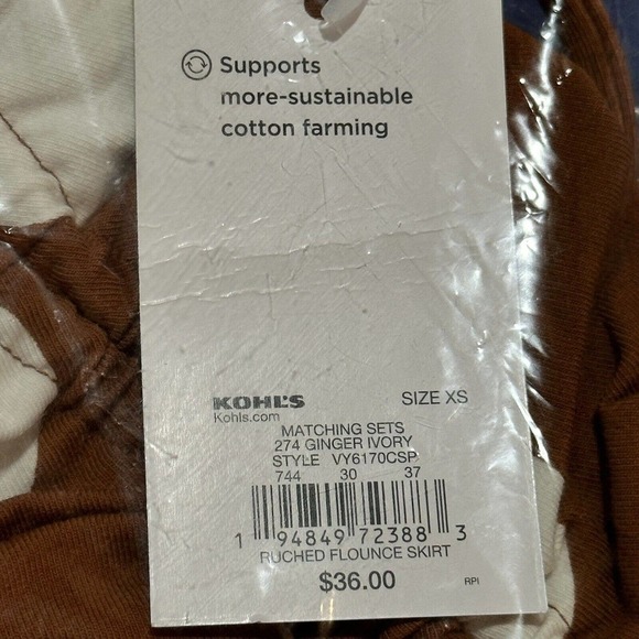 So Brown with Cream Polka Dots Ruffle Hem Adjustable Length Mini Skirt Sz XS NWT - Picture 7 of 7